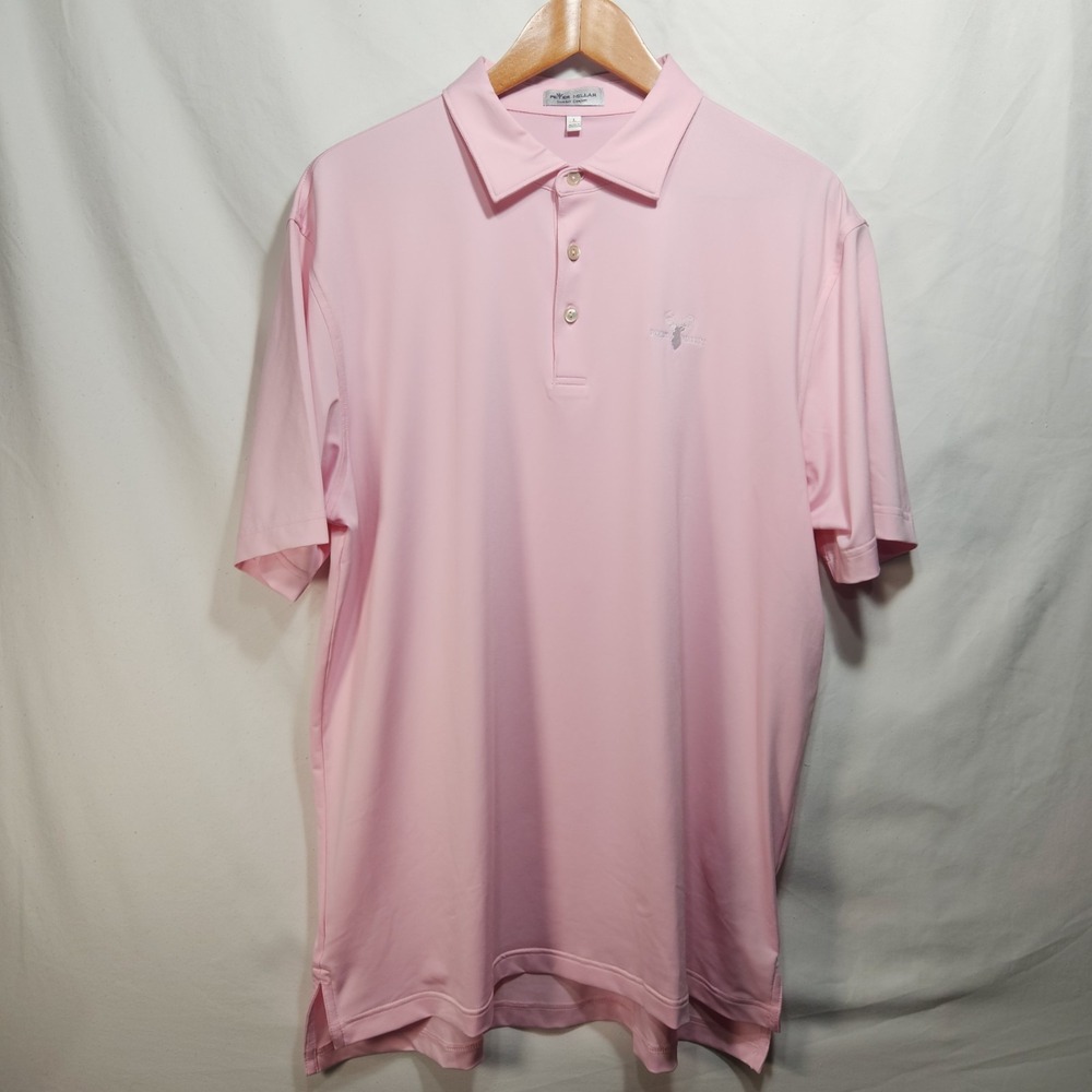 Peter Millar Mens Polo Shirt Size Large Pink Summer Short Sleeve Golf
